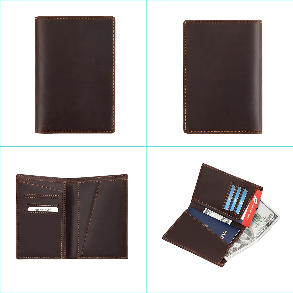 كريزي هورس محفظة جواز سفر جلدية أصلية رجل RFID حماية حامل بطاقة الائتمان عالية الجودة المرأة غطاء جواز سفر