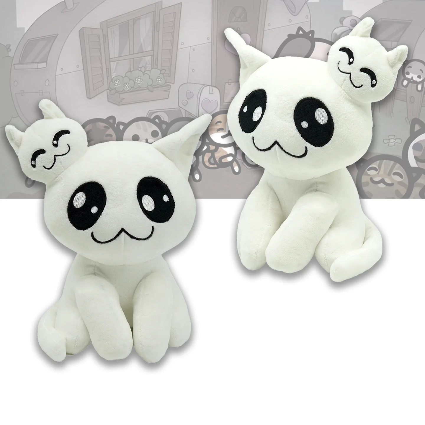 

TreasuringU New Mewgenicsss Plush Toys Cartoon White Two-headed Stacy Cat Stuffed Dolls Game Plushie Kids Birthday Gifts