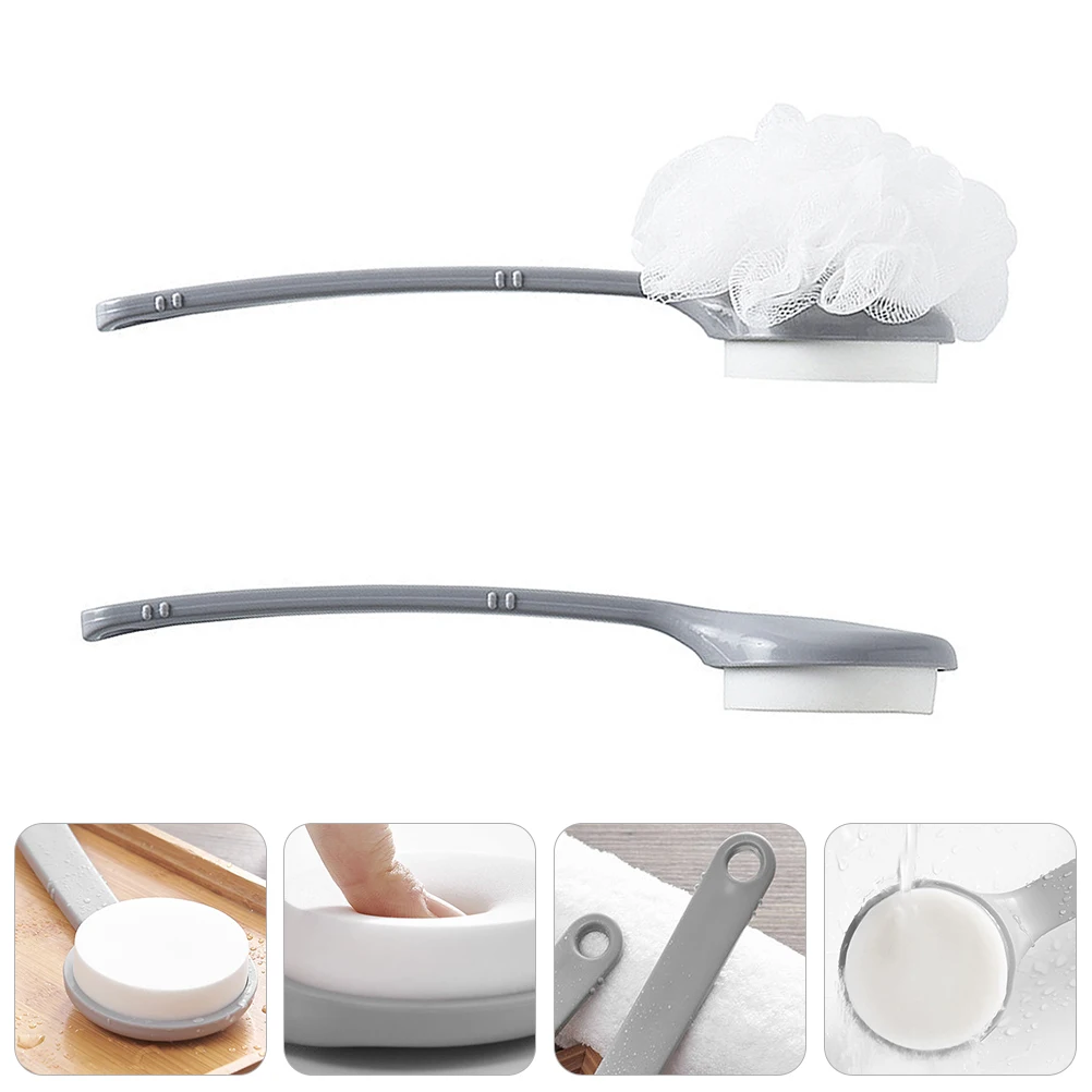 

2Pcs Shower Brush Odorless Plastic Body Brush with Sponge Deep Scrubber Massaging Tool for Skin Care Bathroom