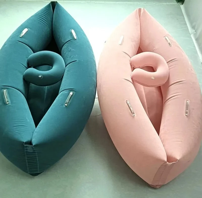 Thick Flocked PVC Inflatable Lounge Sofa Unique Pea Pod Design Portable Soft Leisure Cushion For Indoor Bedroom Balcony Rest