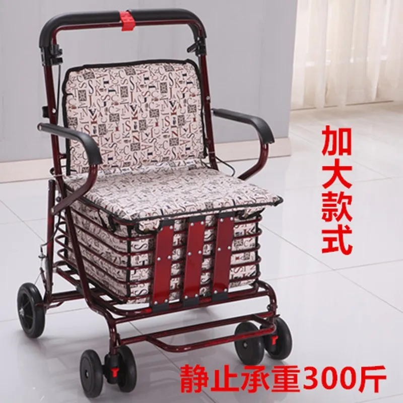 Elderly shopping cart, scooter, foldable, four-wheel shopping cart, small cart, walking aid, elderly handcart