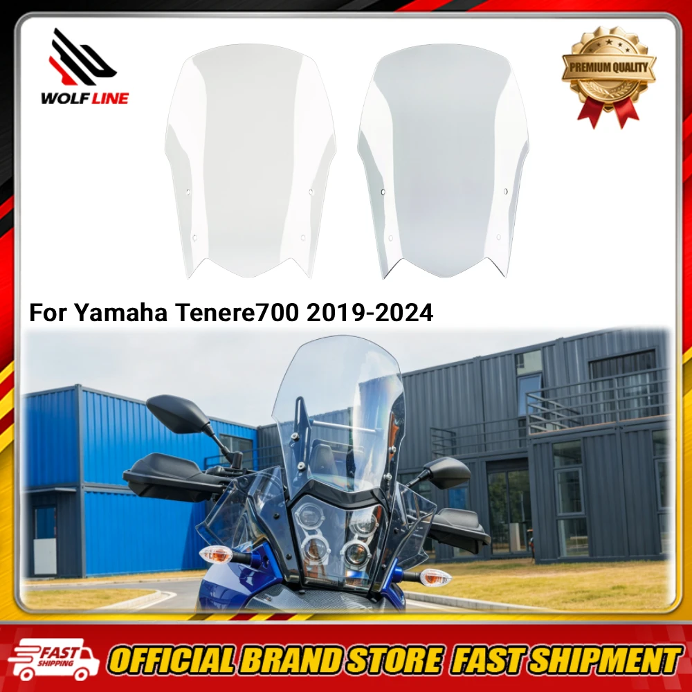 WOLFLINE Windshield Windscreen for Yamaha Tenere 700 2019-2024 Adventure Touring Deflector Long-distance Highway&Mountain Riding