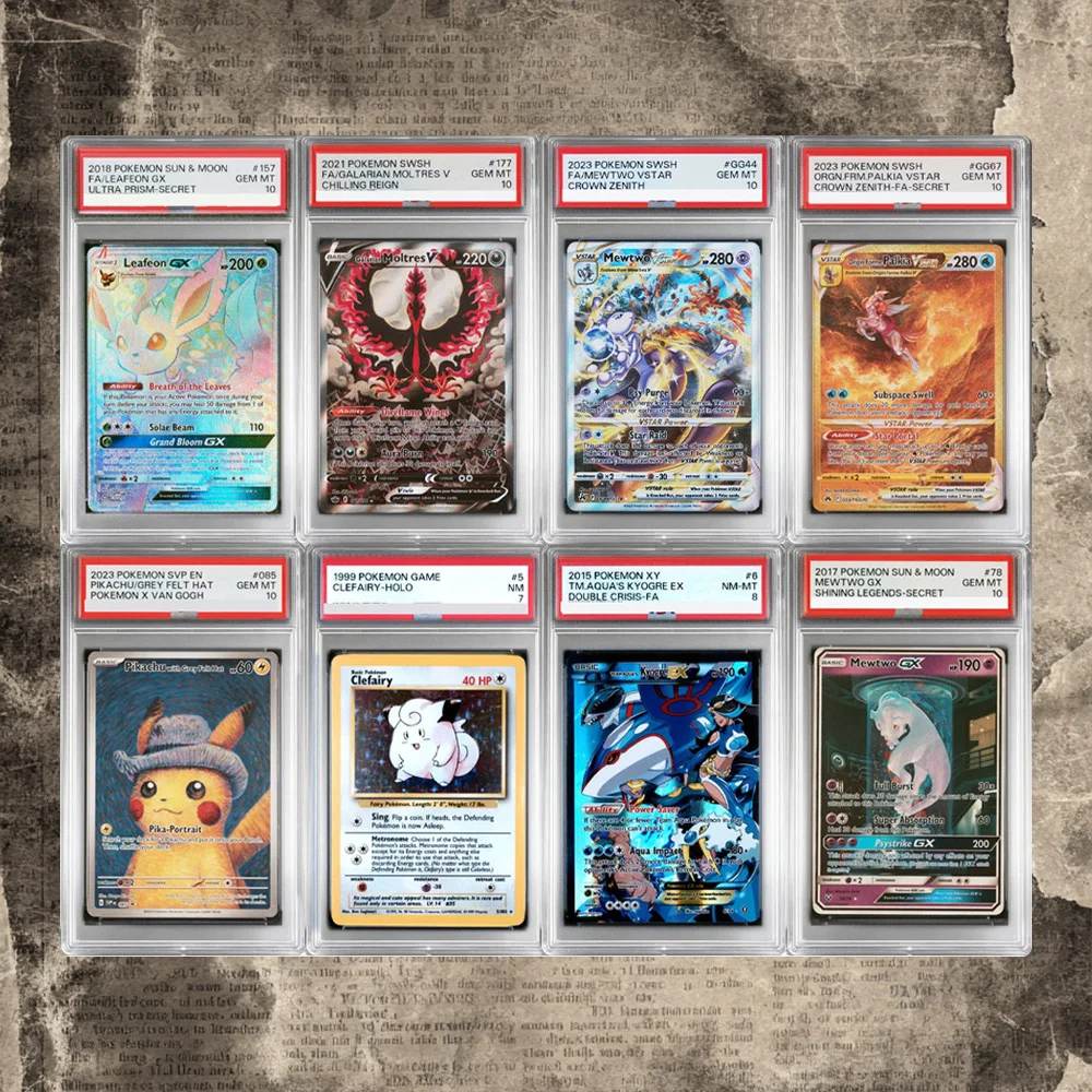 

DIY PTCG Rating Card EN Leafeon Moltres Mewtwo Clefairy Anime Collection Card High Quality Replica Card Self-Made Label Card Toy