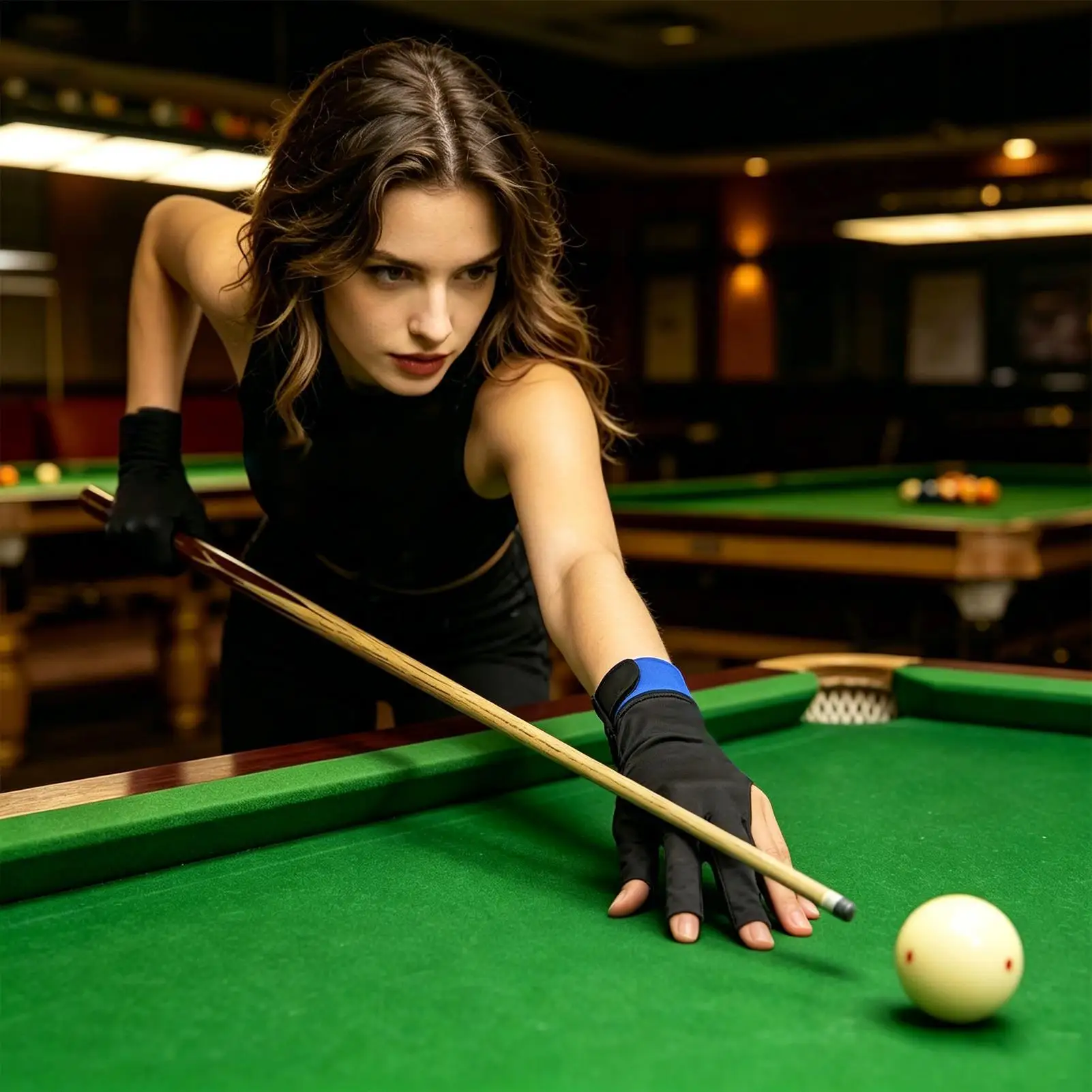 Billiards Glove Left Hand 3-Finger Anti-Slip Sports Accessories Lightweight Pool Glove For Women For Adults Men Beginner Hall