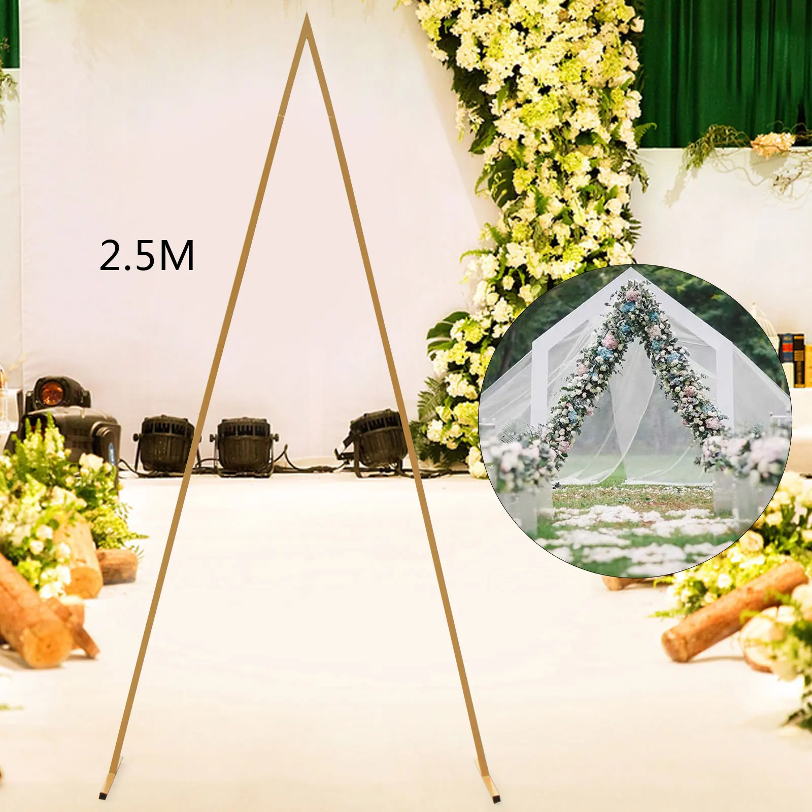 8FT Triangle Wedding Arch Backdrop Stand Metal Flower Balloon Frame  Photo Background Party Decor