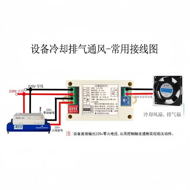 220V power-off delay switch Exhaust fan Exhaust fan Cooling fan Delay shutdown Relay module RT220V
