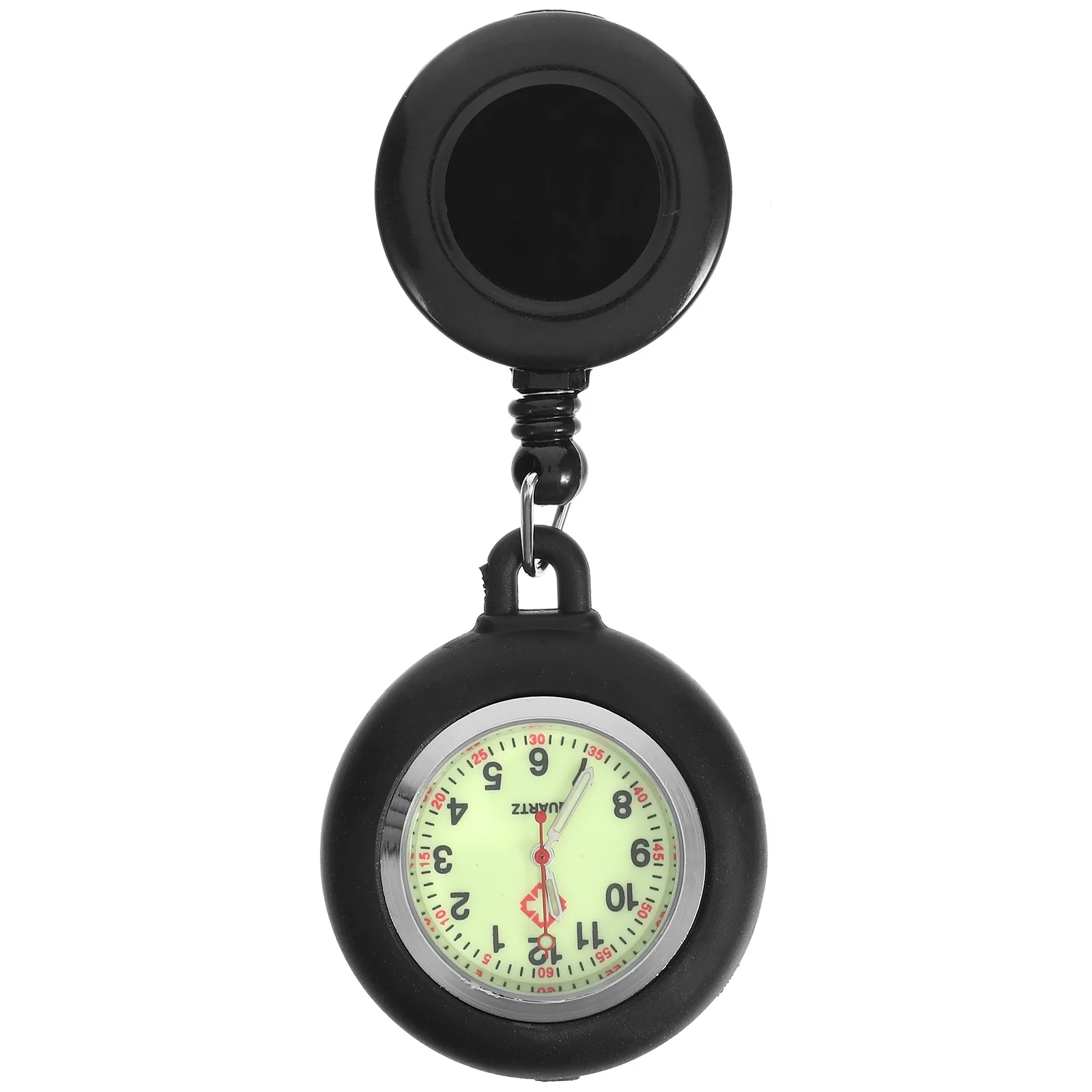 

Night Luminous Doctor Pocket Watch Black Smiling Face Practical Clip-on Badge Reel Pocket Hanging Watch for Students