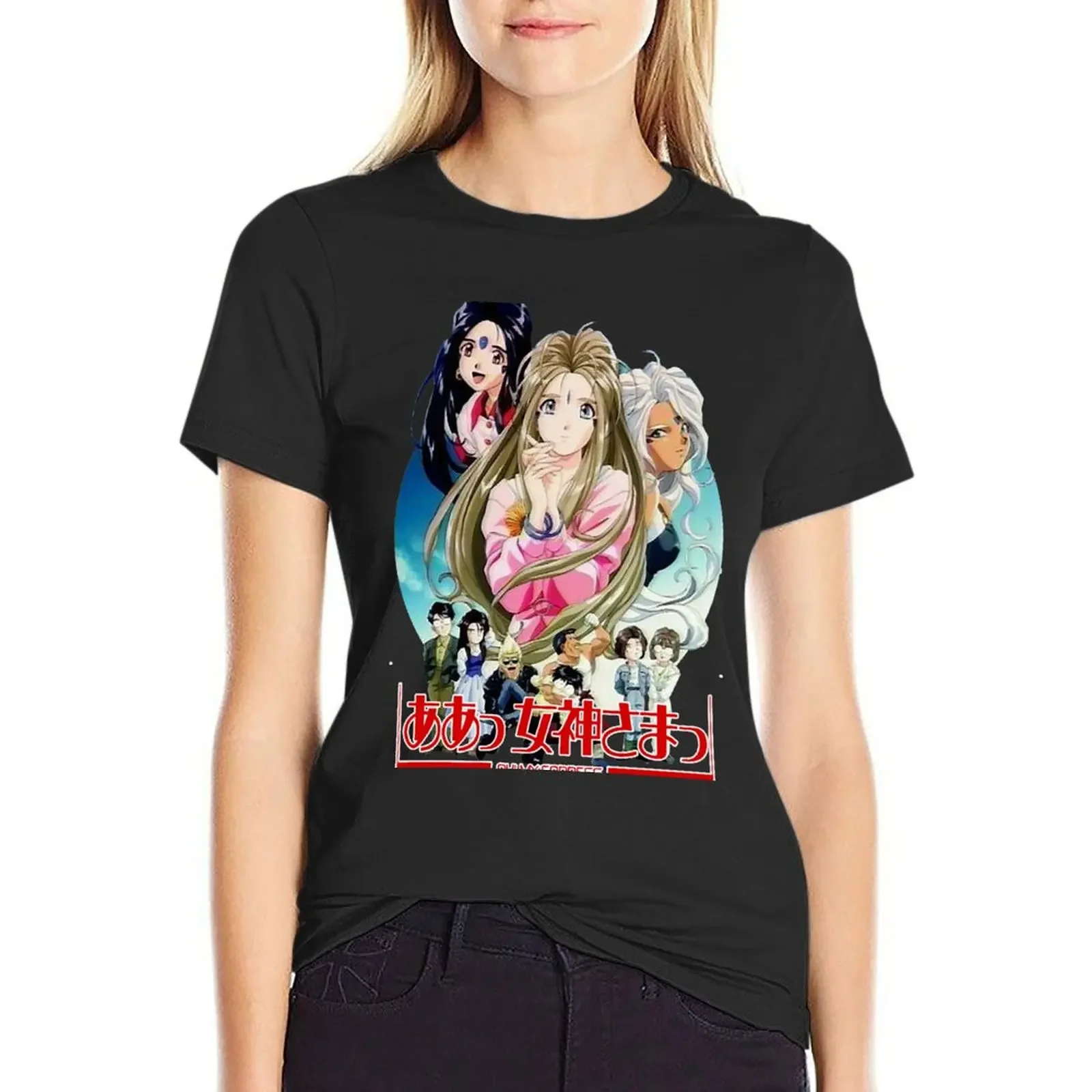 Oh my Goddess Belldandy 90s classic anime waifu tribute T-shirt korean fashion Short sleeve tee clothes for woman