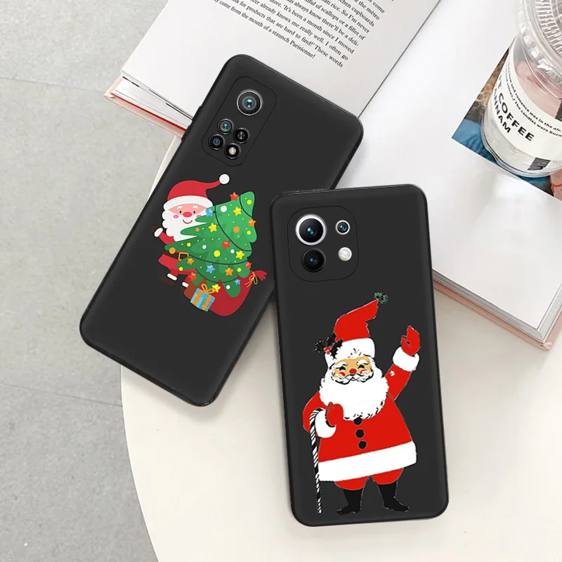 Phone Case For Redmi 10C 10A Note 11 Pro 10 10s 11s Merry Christmas Santa Claus Xiaomi 10t 11t Lite Black Soft Protective Cover image 2
