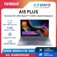 Ninkear Laptop A15 Plus AMD Ryzen™ 7 5700U 15.6-inch FHD IPS 60Hz 32GB + 1TB SSD Backlit Keyboard Fingerprint Unlock Notebook