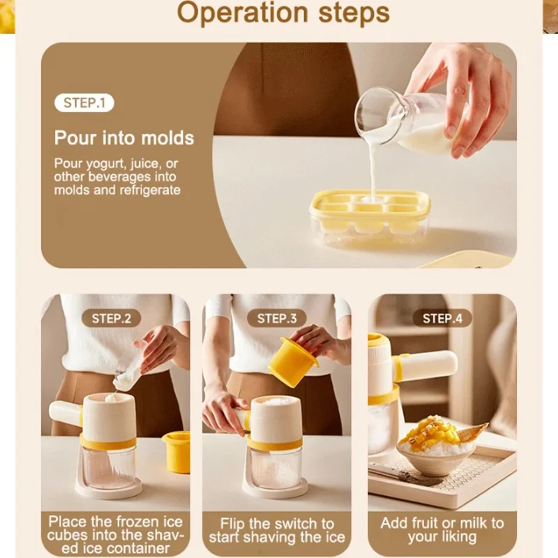 Ice Block Making Machine Household Multi-Purpose Detachable Mini Electric Shaved Slush Smoothie Maker Crusher Shaver