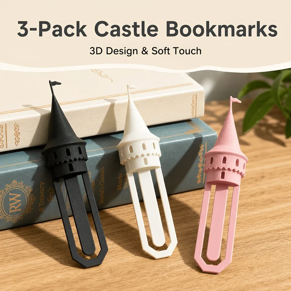 1-4Pcs Plastic 3D Castle Tower Bookmark, Magic Spire Book Page Holder, Creative Reading Accessory, Gift for Book Lovers Students