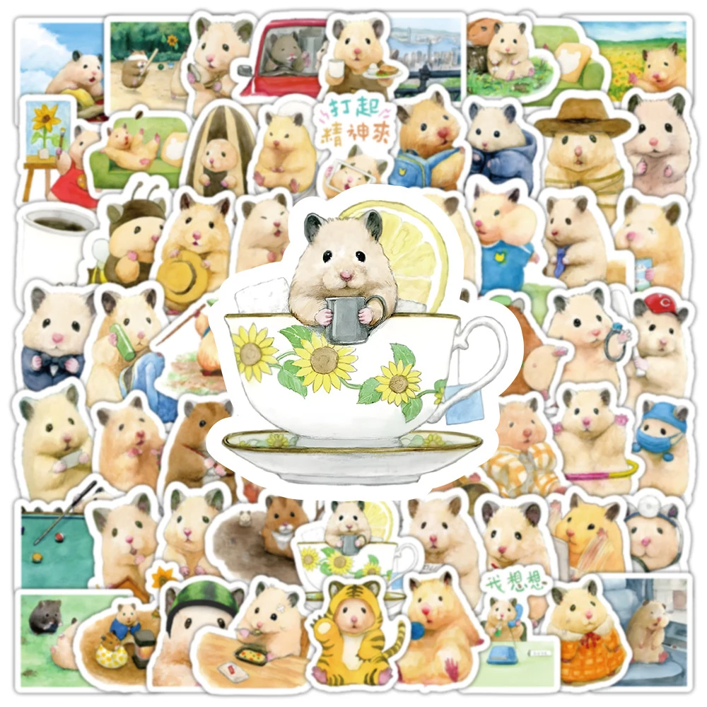 

10/30/50/100pcs Cute Hamster Cartoon Stickers Kawaii Animal Rat Graffiti Sticker Luggage Diary Phone Kids Decoration Decals Toys
