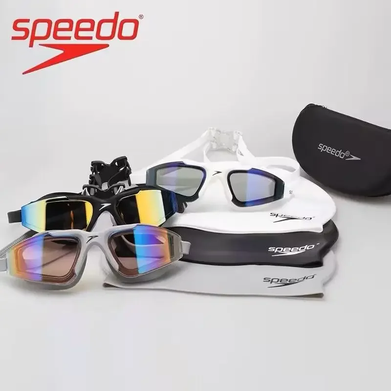 Lunettes de natation à monture Speedo galvanisées colorées, monture moyenne et grande, protection UV, ajustement confortable pour adultes, natation en plein air