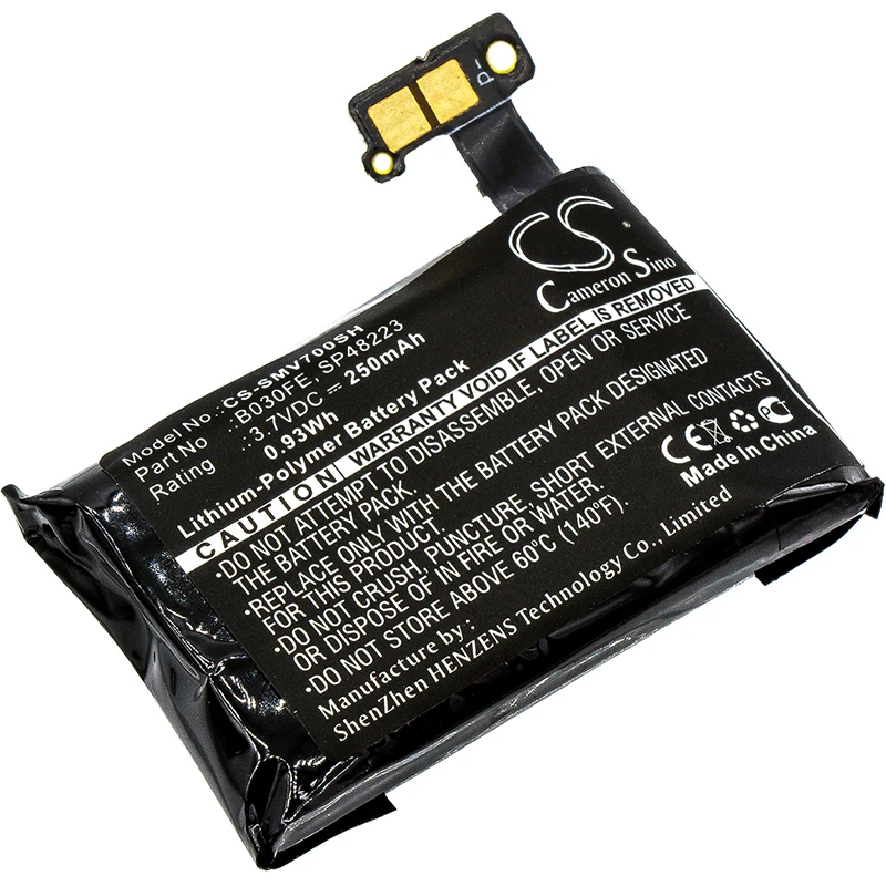 

Li-Polymer Smartwatch Battery for Samsung, 3.7V, 250mAh , Compatible Models: Gear 1, SM-V700