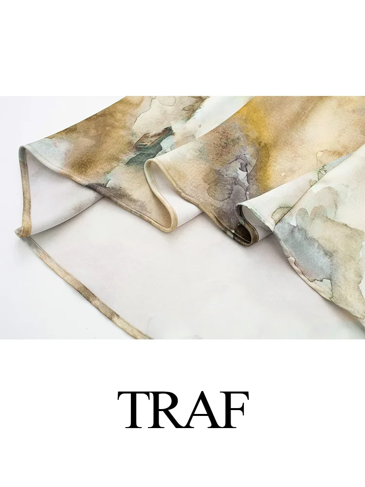 Traf-女性のタイダイプリントロングスカート、ハイウエスト、Aライン、ワイルド、ビーチスタイル、ヴィンテージ、シック、カジュアル、エレガント、2022