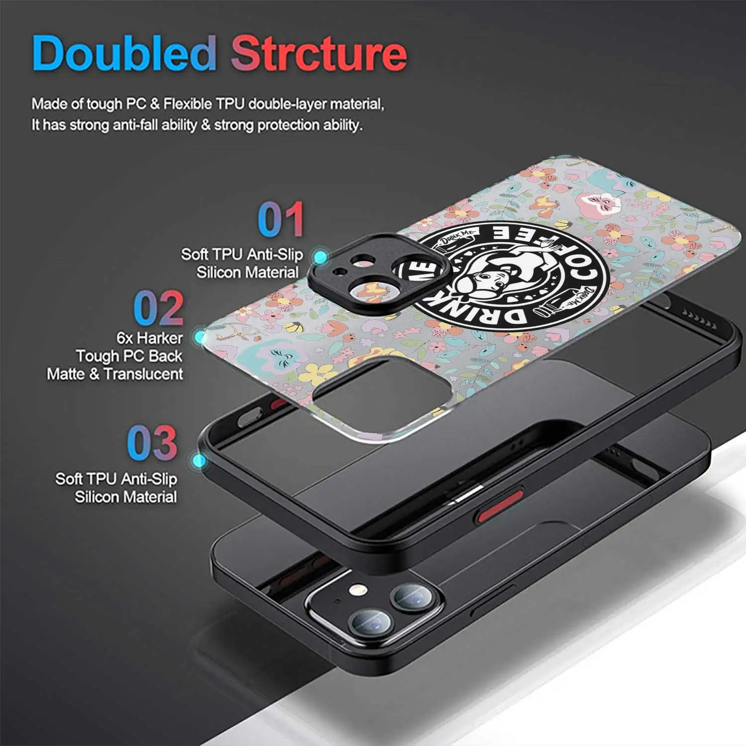 Matte Phone Case for iPhone 15 11 14 Pro Max 13 12 MINI XR X XS 8 7 6 6S Plus Disney Alice in Wonderland Cute