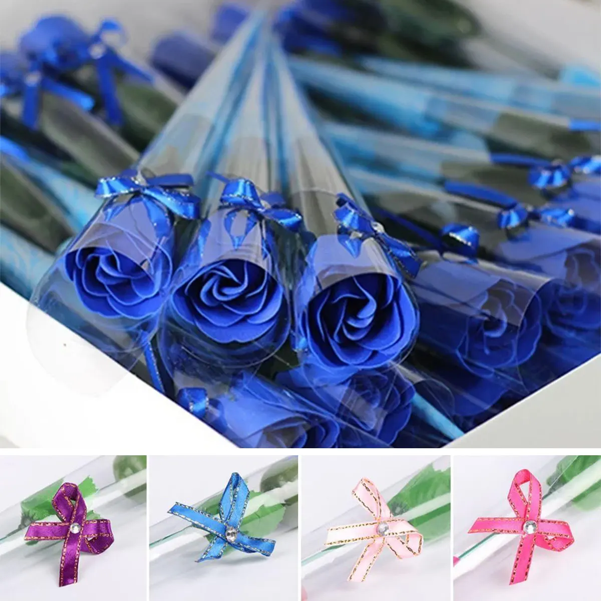 10pcs Artificial Flower Rose Never Wither Soap Flower Bouquet Scented Petal Home Decor Christmas Valentines Day Mothers Gift