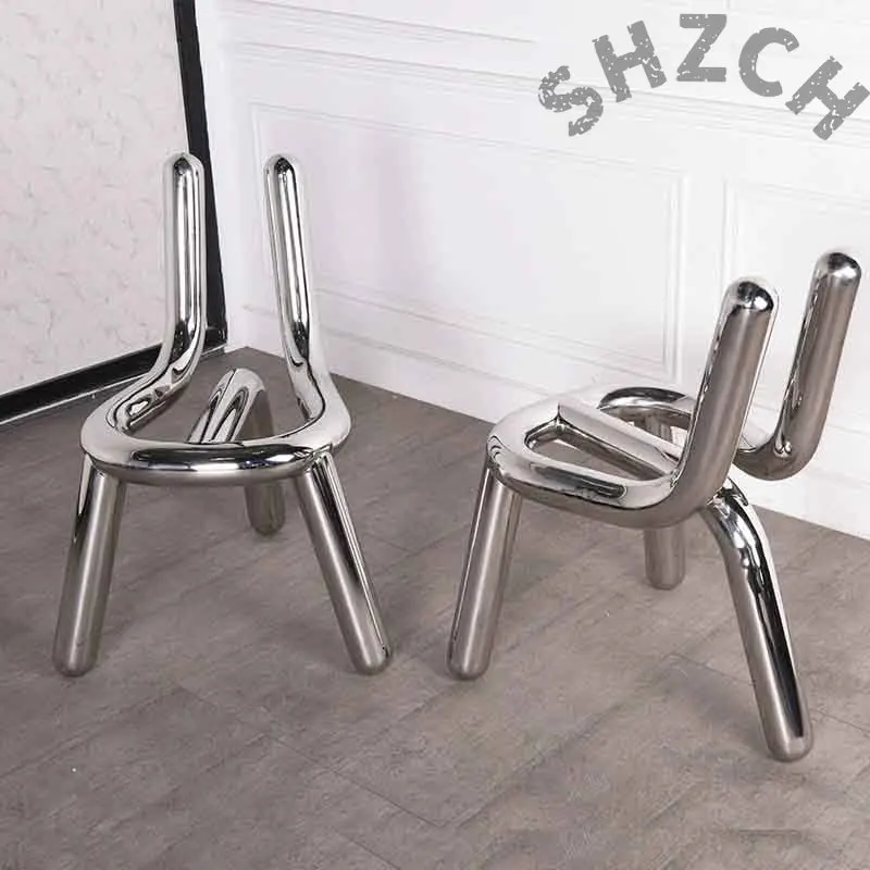 Stainless Steel Chair,Metal Stool,Creative Dining Chairs,Luxury Art Stool,Makeup Stool,Living Room Leisure Seat,Nordic Furnitur