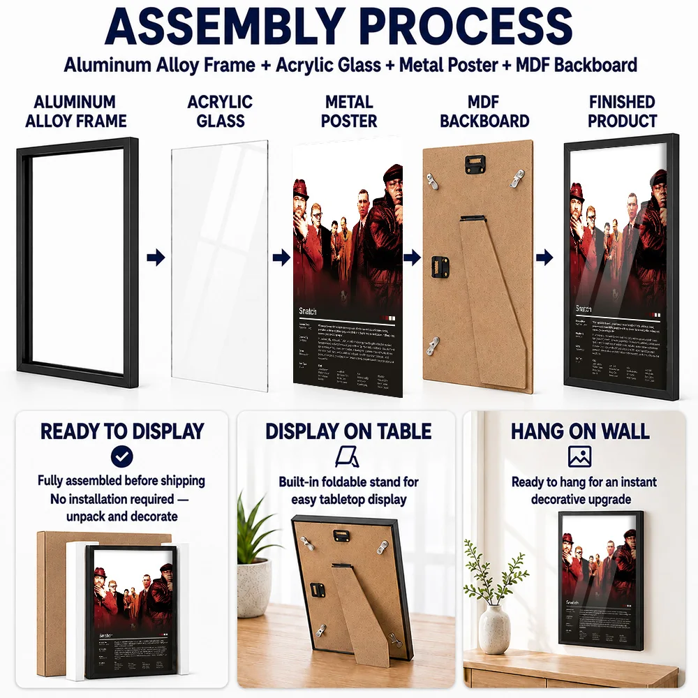 Snatch Movie Metal Poster With Aluminum Alloy Frame Personalized Screen Tribute Wall Art Perfect In Theater For Story Lovers