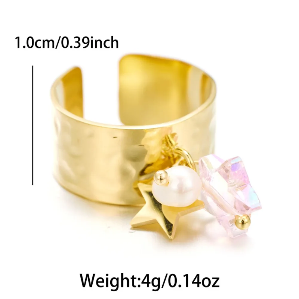 Gold Tone Charm Open Ring Non Fading Adjustable Band Adjustable Ring Long Lasting Finish Lightweight Dangle Pendant Ring Summer