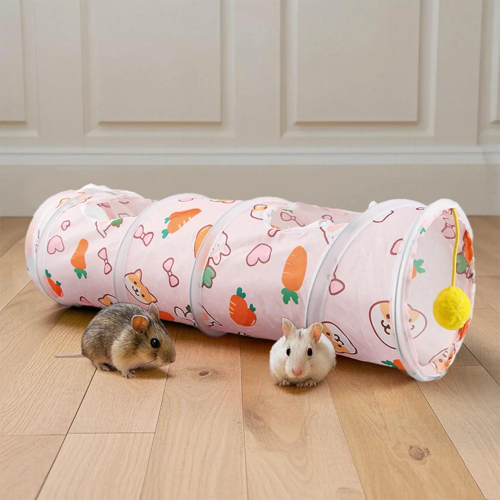 Carrot Shaped Hamster Hideout Foldable Ferret Toy Tunnel for Small Pets Hamster Cage Toy Accessories