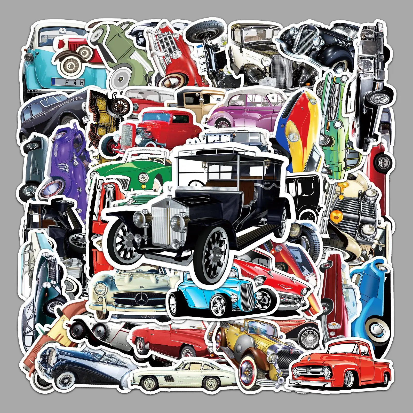 

50Pcs Vintage Vintage Car Graffiti Personalized Creative Decorative Stickers DIY Guitar Phone Skateboard Waterproof Stickers