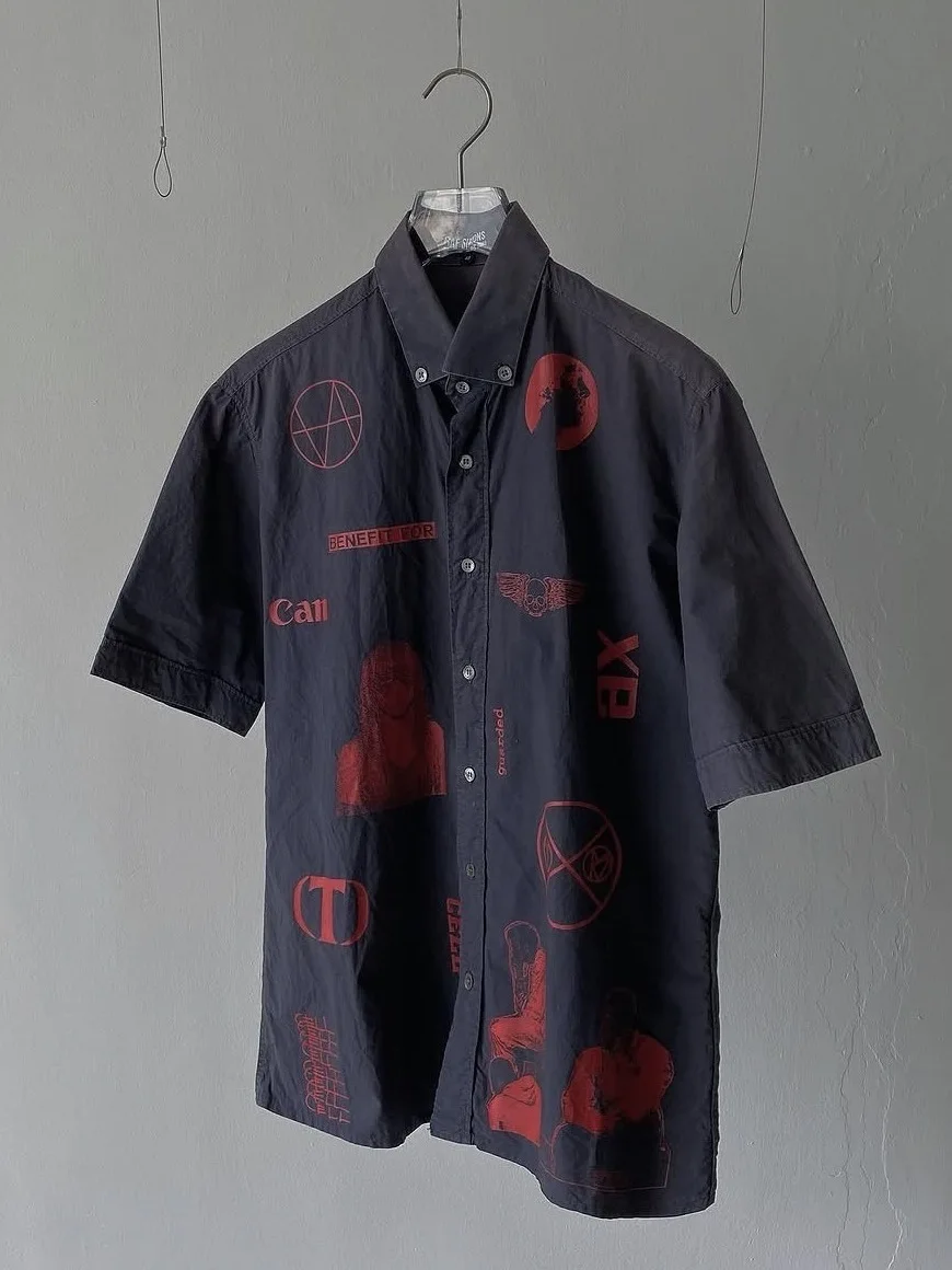 Raf Simons SS03Consumeell Button up Short Sleeve Shirt Independent Brand Printed American Style Skin-friendly Breathable