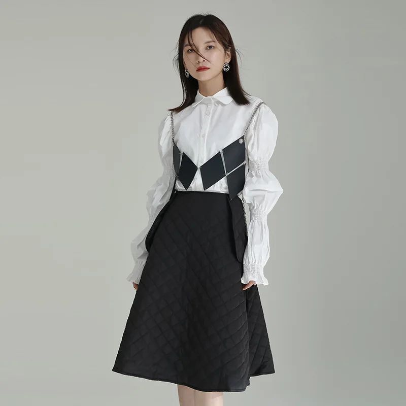 

The 2024 Design sense fashionable Ringer system large pocket large silhouette cotton half skirt loose a line half skirt