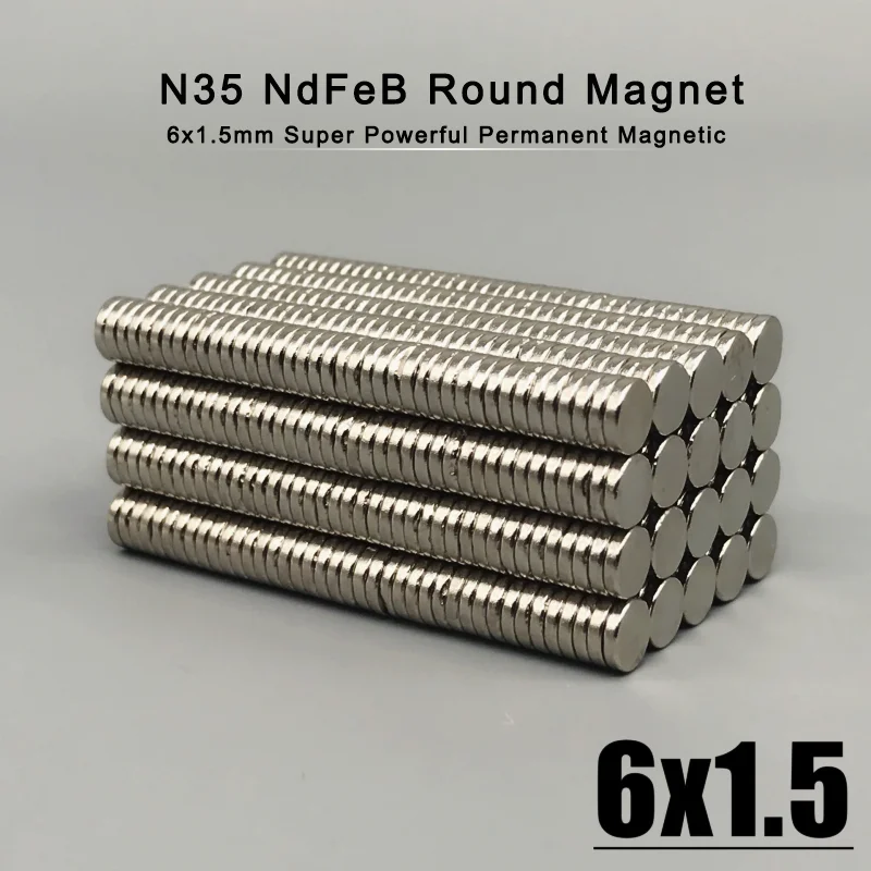 20/50/100/200/500/1000Pcs 6x1.5 Industrial Magnet N35 Material Disc Rare Earth Neodymium Magnet 6 x 1.5mm Permanent Accessories