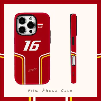 Pouzdro na telefon F1 C-Charles L-Leclerc pro iPhone 16 15 14 13 12 11 X XS XR XSMAX 7 8 Pro Max Plus Dvouvrstvý zadní kryt 12 nejlepší prodej Kryt Formule 1 pro iPhone X - №9