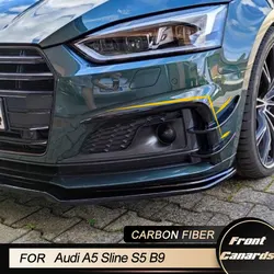 Front Bumper Candards Fog Lamp Grill Cover Trim for Audi A5 Sline S5 B9 2017-2019 Car Front Bumper Fins Vents Carbon Fiber FRP