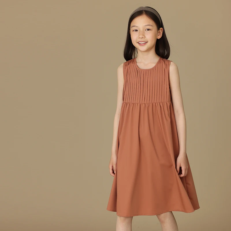 

Female child clothes fashion Girls Dresses birthday 24 summer dress school sundress French retro accordion pleated A-line vest