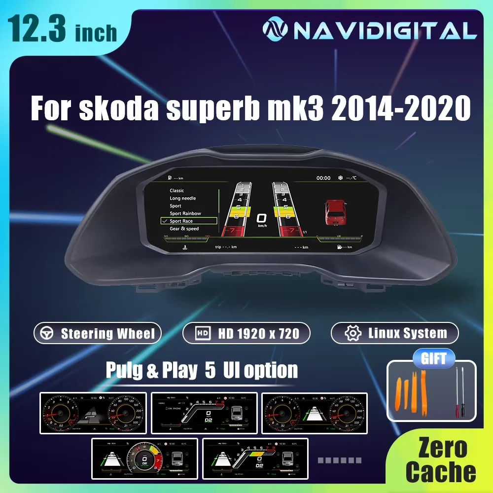 Navidigital Cluster digitale LCD da 12,3 pollici per Skoda Superb MK3 2014-2020 MK2 anni cruscotto digitale
