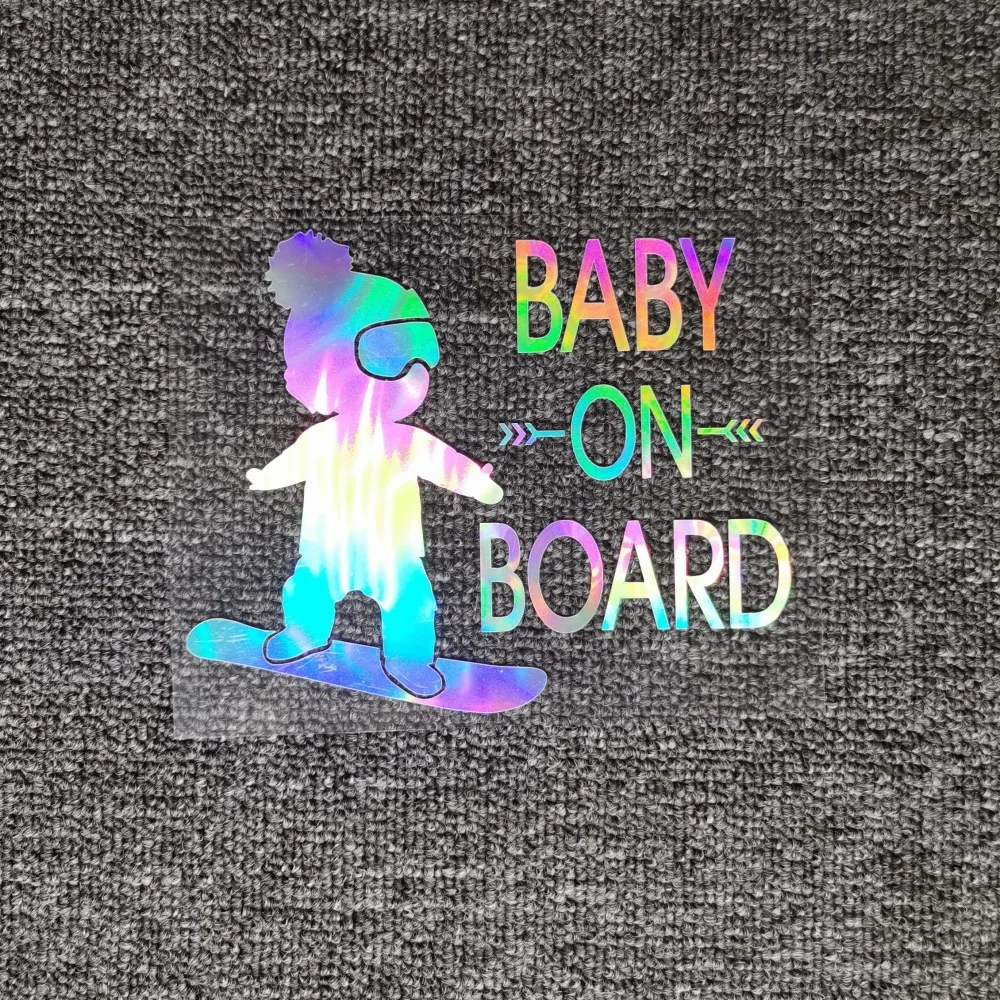 Car Stickers Baby On Board In Car Skiing Boy Lovely Reflective Decals For Golf Polo Windshield Window Trunk Bumper view 2