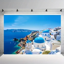 1pc Greece Santorini Background Wedding Honeymoon Travel Background Photography Aegean Sea View Bridal Shower