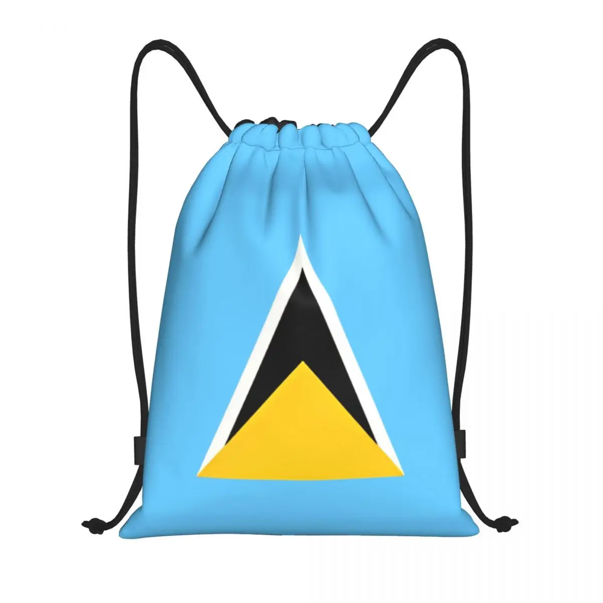 

Custom Saint Lucia Blue Yellow Black Drawstring Bag for Training Yoga Backpacks Men Women Hot Sports Gym Sackpack