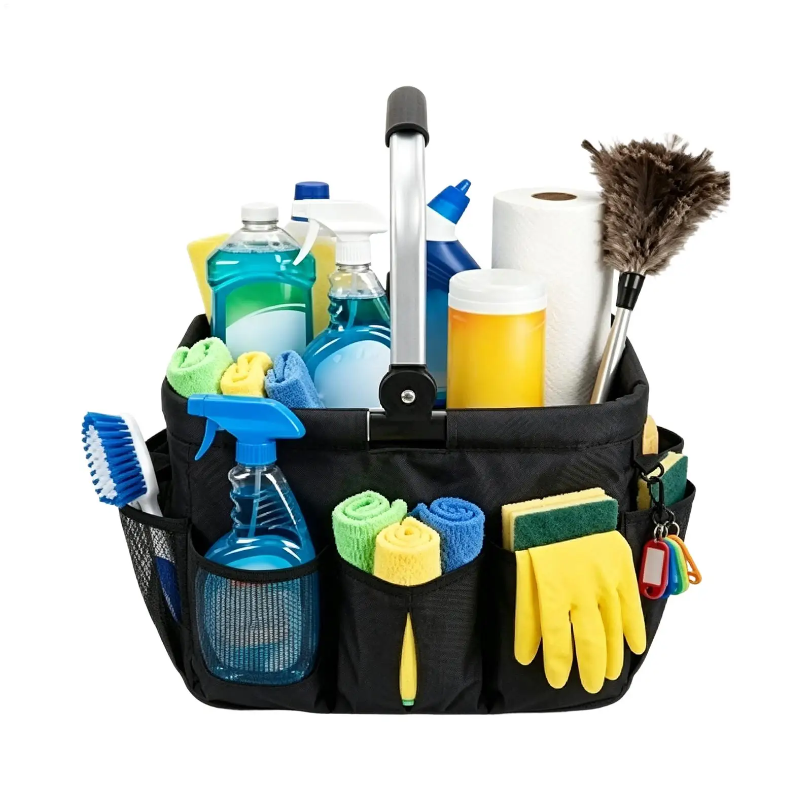 

Bag For Cleaning Supplies With Handle 20L Foldable Tote Waterproof Cleaning Organizer For Bathroom Kitchen Garden Housekeeping