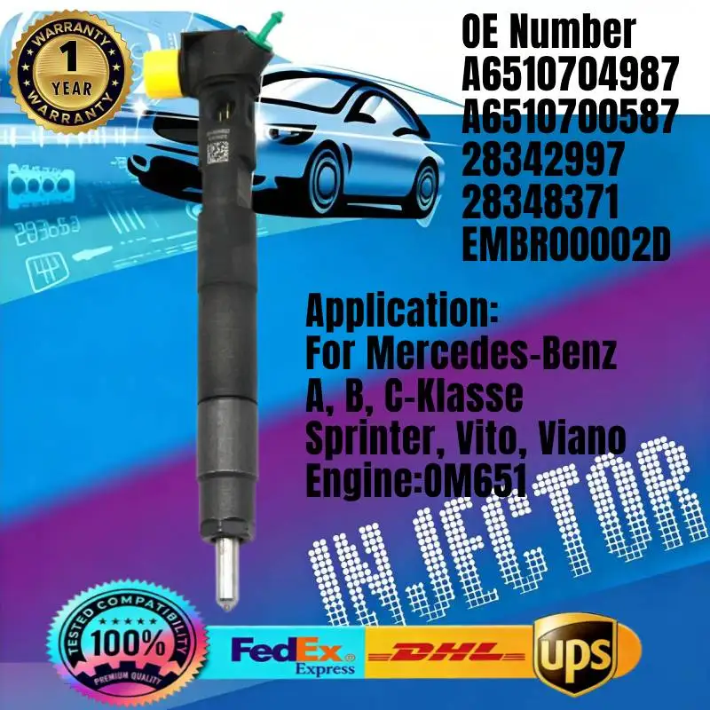 A6510704987 A6510700587 28342997 28348371 EMBR00002D Diesel Fuel Injector for Mercedes-Benz Sprinter Viano Vito OM651 Engine