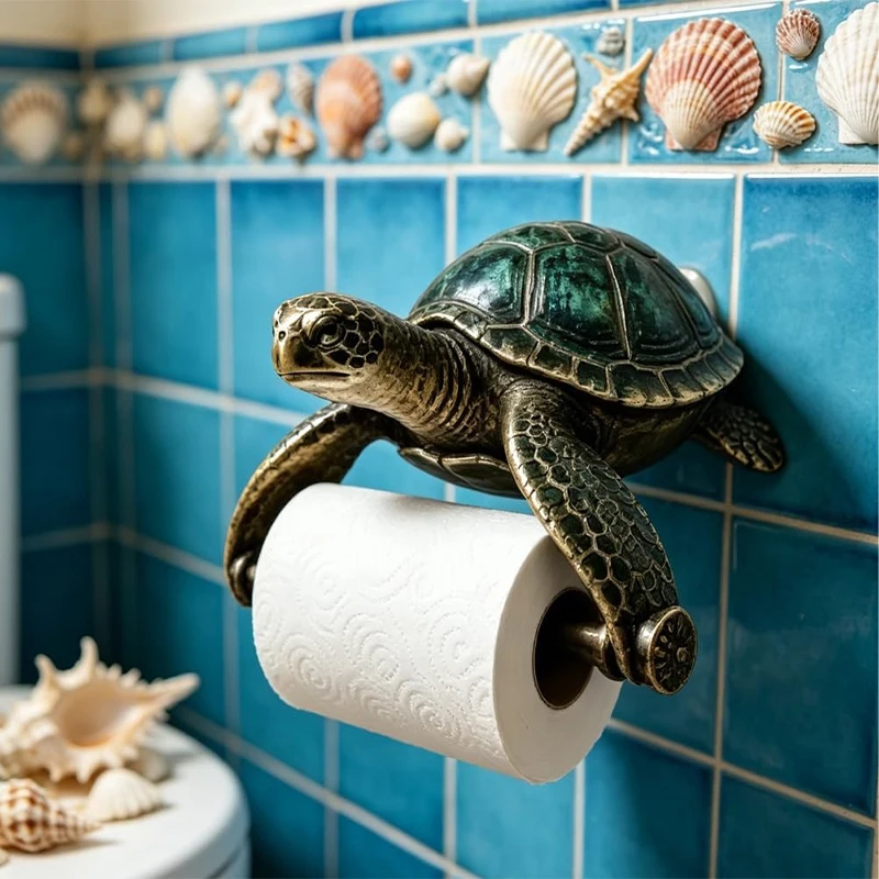 Ocean Guardians Toilet Paper Holder Cute Toilet Paper Holder Sea Turtle Wall Mount Bathroom Decor Beach Decorat For Lovers Gifts