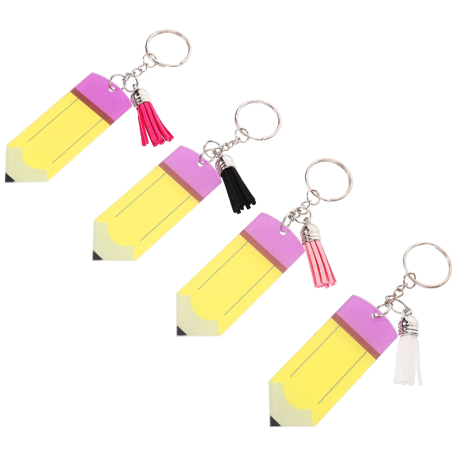 

4 Pcs Keychain Party Favor Keychain Back to School Graduation Gifts Pencil Shaped Charms Cartoon Meaningful