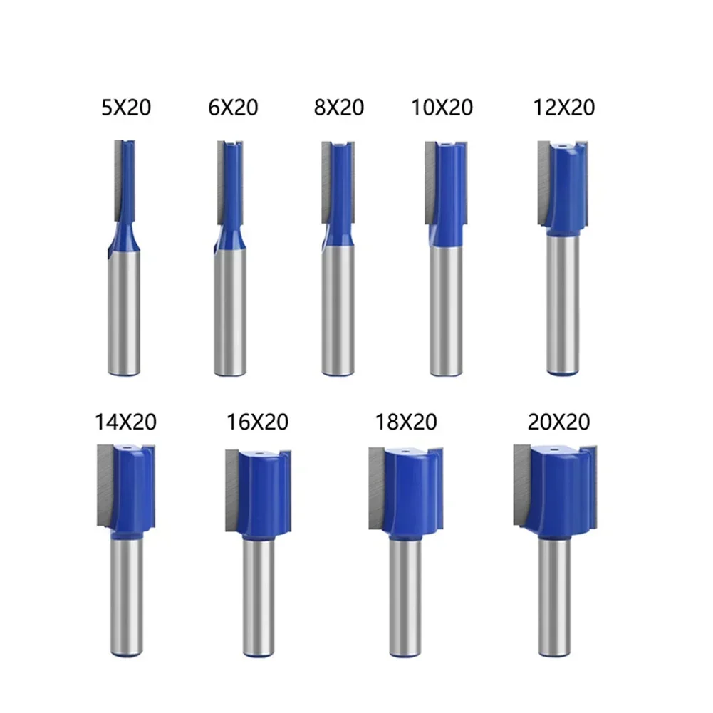 1pc 5-20mm Router Bit 8mm Shank Straight Router Bit Double Flute Wood Milling Cutter For Turning Lathe Machine Woodwork Tools