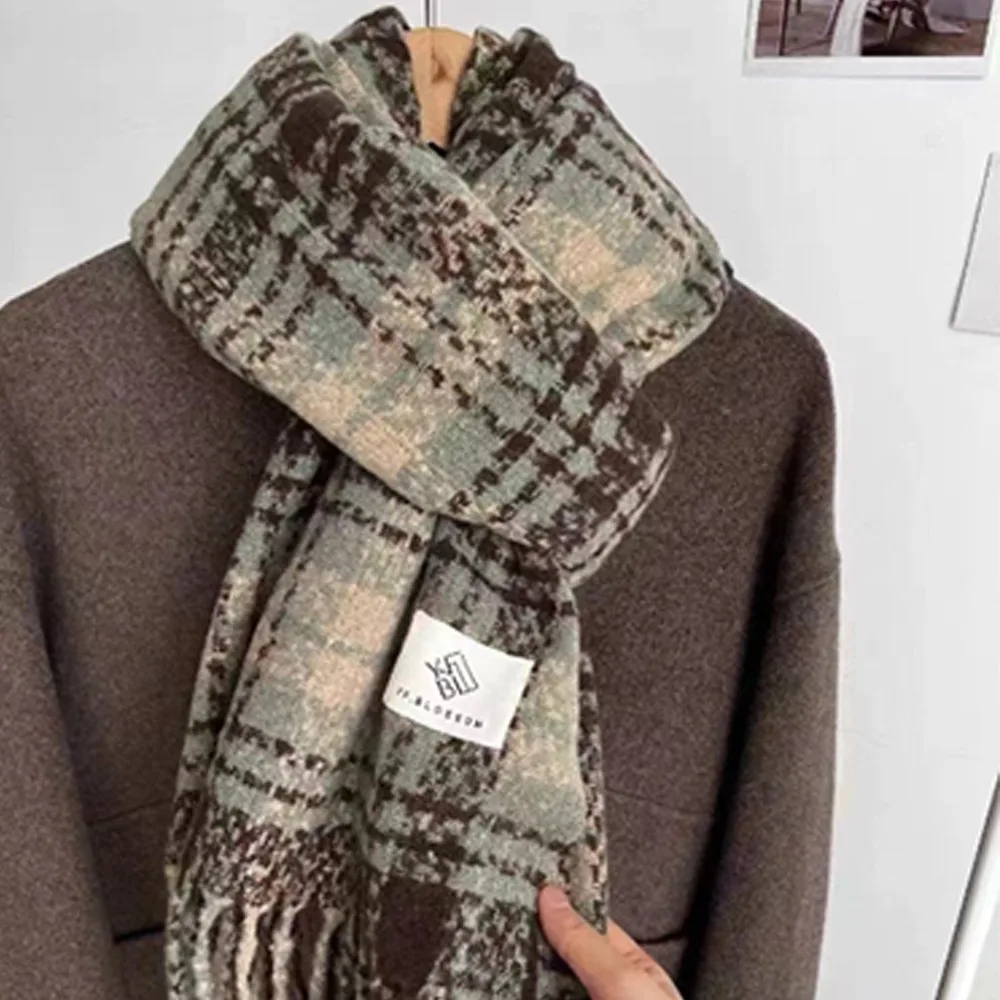 Casual Soft Winter Scarf Windproof Thickened Shawl Wrap Keep Warm Long Tassel Neck Warmer for Women