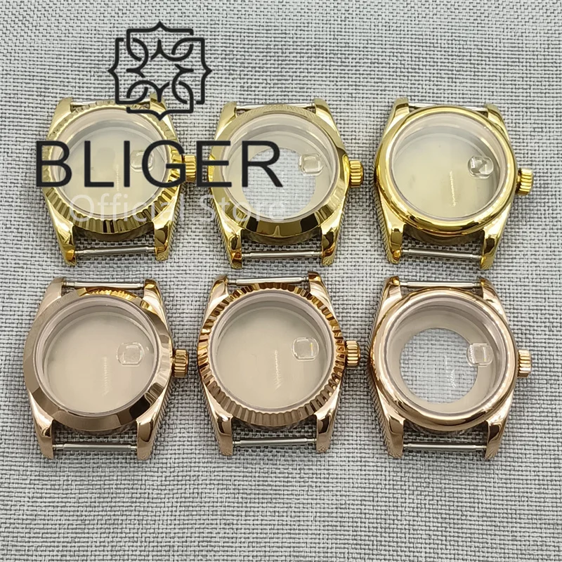 BLIGER 31mm Women Watch Case For NH05 06 Movement Fit 24.5mm Dial 17mm Strap Mechanical Watch Modification Accessories Sapphire