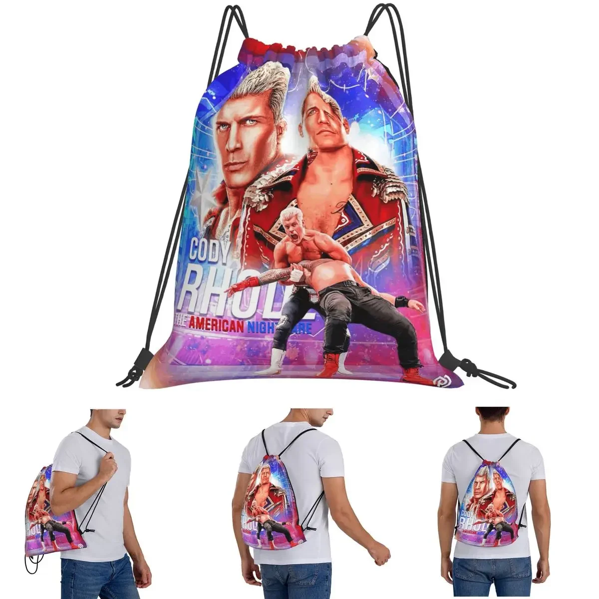 In The Ring Cody Rhodes American Nightmare Backpacks Fashion Drawstring Bundle Pocket Sports Bag Book Bags For Travel School