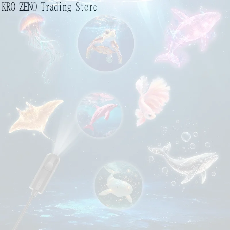 LED USB Projector Light Marine Life Ocean Theme with 8pcs Panels for Home Decor and Children Night Lighting