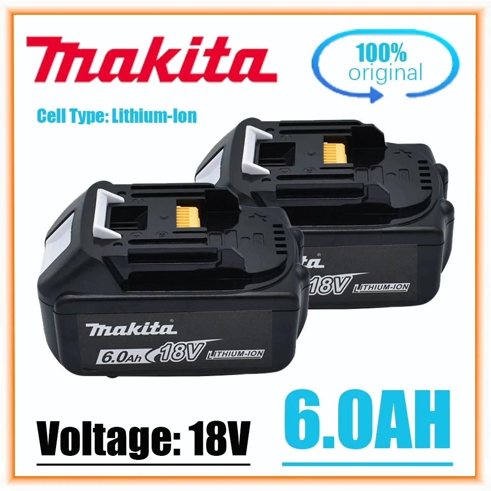 

Новинка 2023, беспроводной Электроинструмент Makita18V 6.0Ah BL1850B BL1860B, литиевая батарея с фонариком