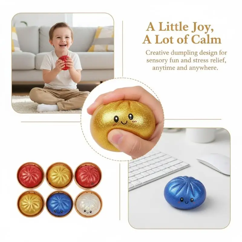 Glitter Dumpling  Toy Anxiety Relief Tension Unique Sensory Toys Realistic Dumplings Decompression Toy
