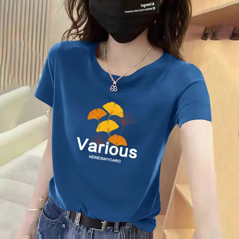 

Женская летняя футболка свободного кроя из смесового хлопка, новый дизайн, повседневная, удобная, с круглым вырезом, для женщин