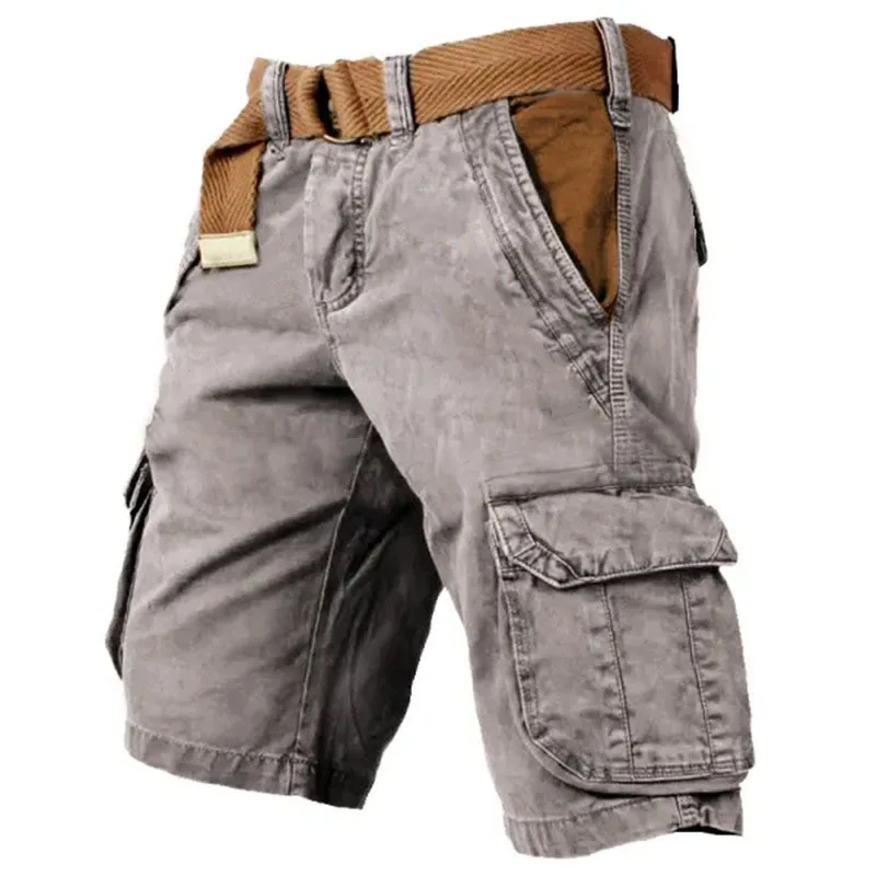 Youth men's summer cotton shorts plus size work pants, sporty loose and wear-resistant five point casual pants